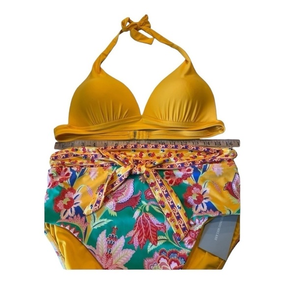 Antonio Melani Floral Mango Jacobean Tie Front High Waisted Bikini Top & Bottom - Picture 8 of 14